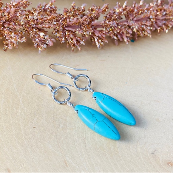 TURQUOISE Gemstone Silver Earrings boho Earrings - Picture 4 of 6